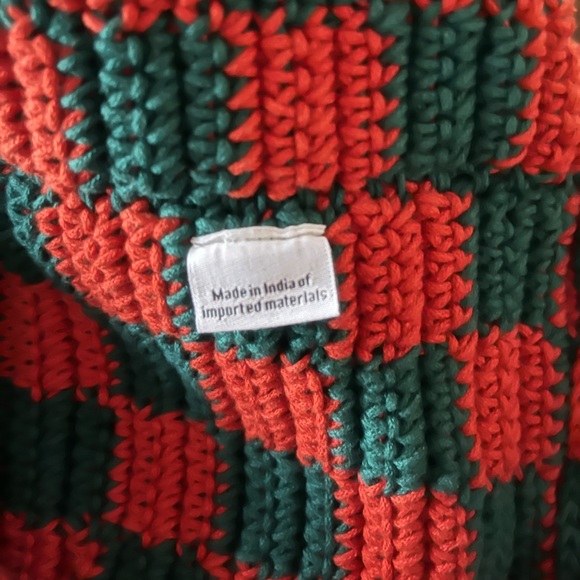 Clare V Red Green Checker Summer Simple Tote Bag Shoulder Strap Like New - Picture 10 of 16